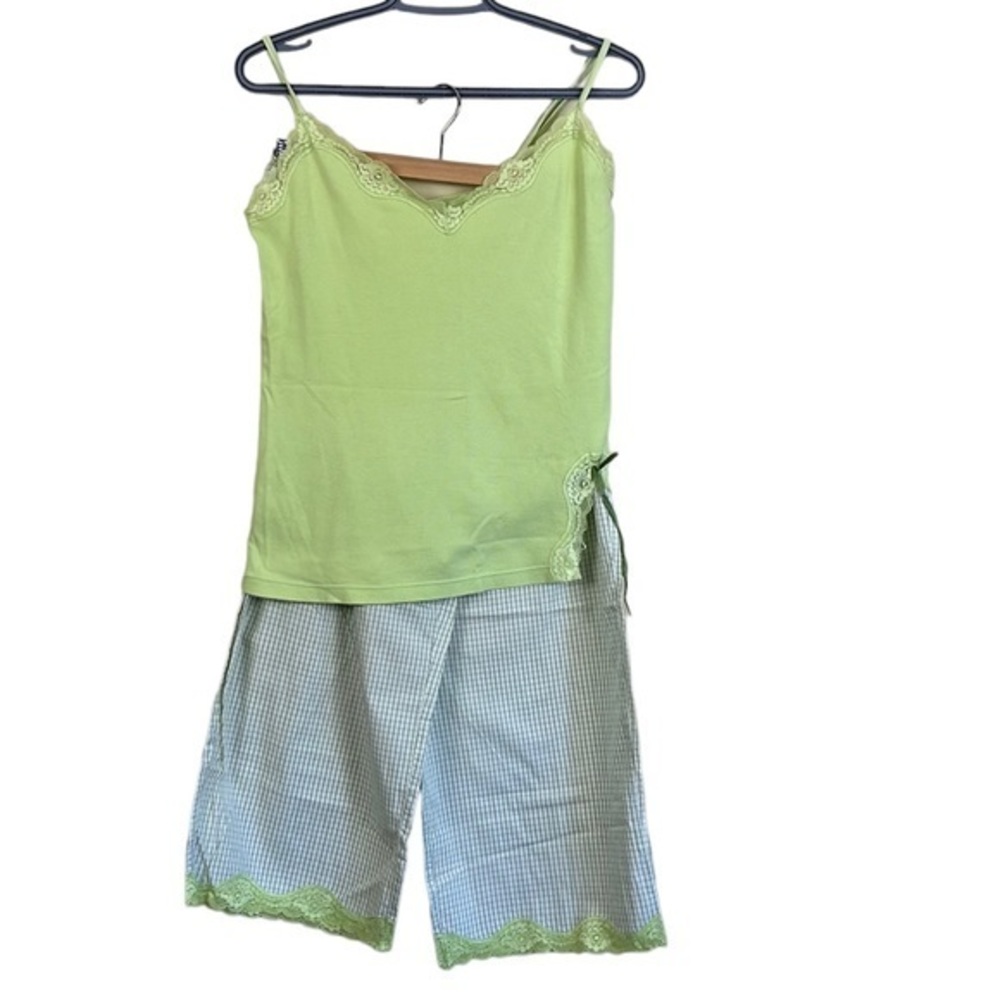 La Senza women’s‎ lingerie green spaghetti strap top cropped pants size medium